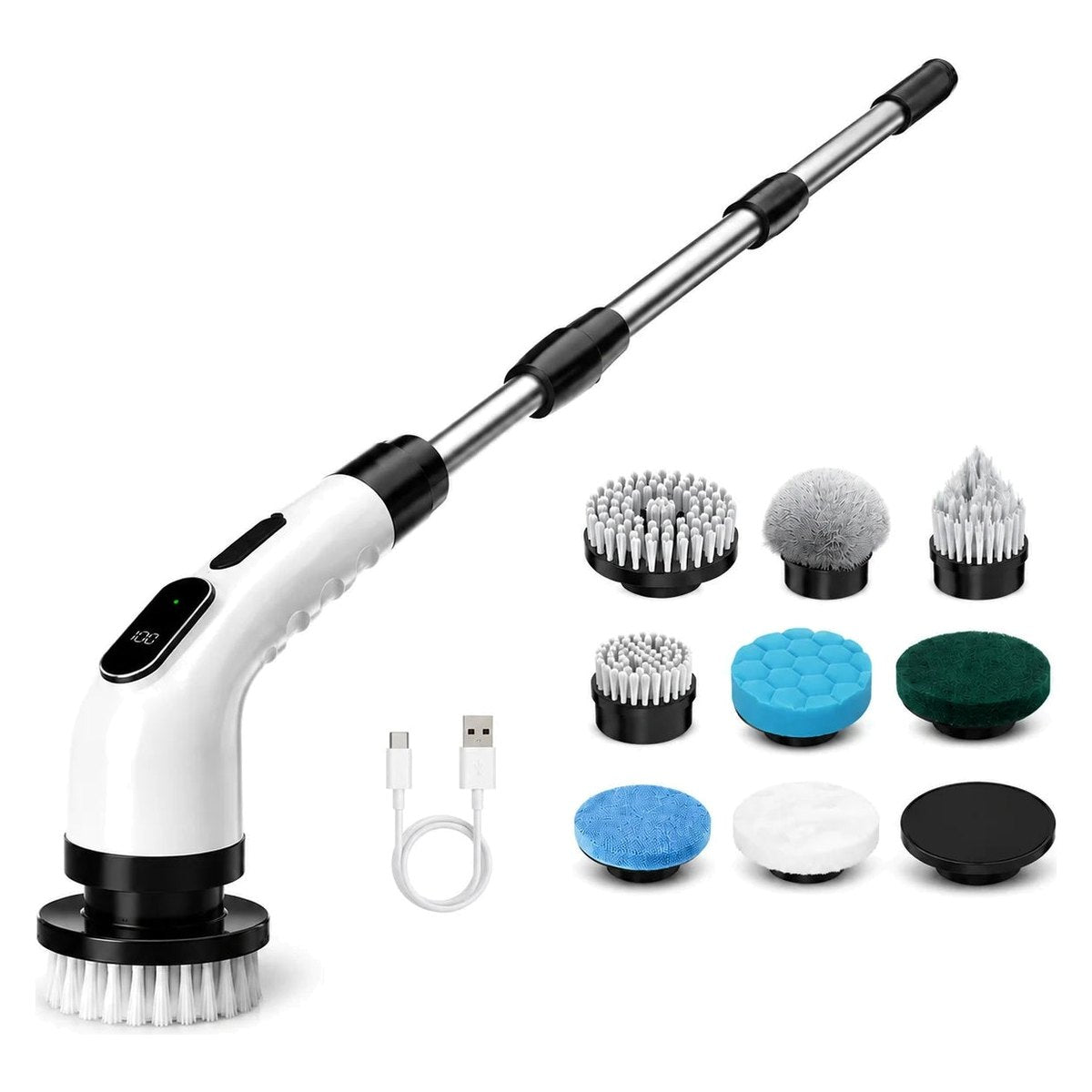 Tubtonic cordless spin scrubber with extendable handle